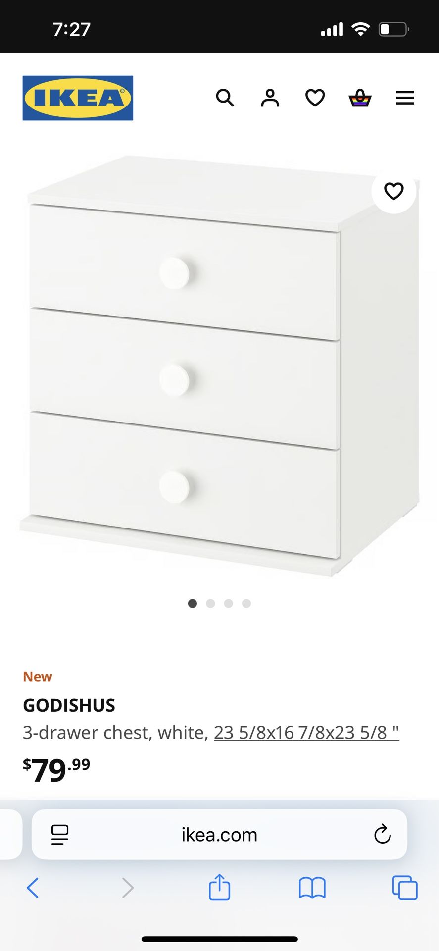 3 IKEA GODISHUS 3 Drawer Chest- Like New