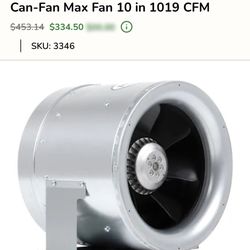 $50 - Can Fan - Max Fan - 1019 CFM - Inline Fan - $350+ New