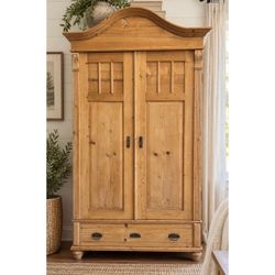 Antique Pine Rustic Armoire Cabinet