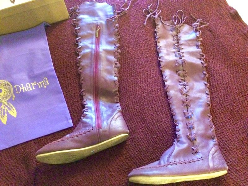Gipsy Dharma plum knee-high boots