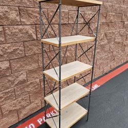 Industrial Style 5-Tier Wood & Metal Shelf
