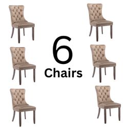 Luxury Velvet Dining Chairs Set of 2 - Modern Tufted Upholstered Side Chairs with Solid Wood Legs & Nailhead Trim, 280lb Weight Capacity, High Back Su
