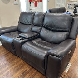 Dual Leather Reclining Lazy Boy Sofa