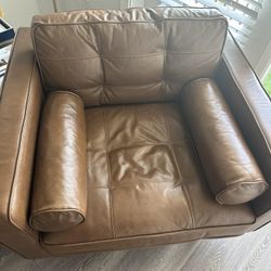 Oversized Brown Leather Chair 