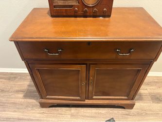 Antique record player and antique table