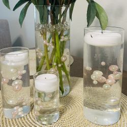 New Glass Cylinder Vases ,each set has a 4,6,7,10 Inch Vase  
