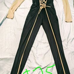 Fashion Nova, Lana Lace Up Jumpsuit - Nude/combo