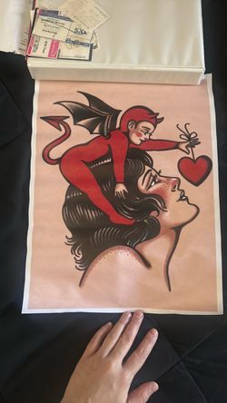 Traditional Devil and Woman Art Print