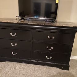 Black dresser sale with marble top