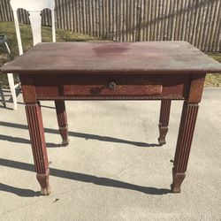 Vintage Solid Wood  table With Small Drawer
