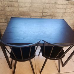Black Dining Table & 2 Chairs