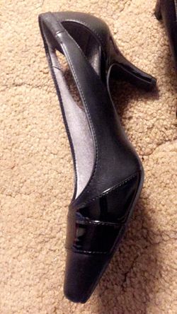 Black mid high heels