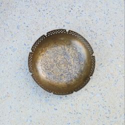 Vintage Sarna Brass Floral Pierced Bowl 