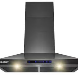 30 in. 343 CFM Convertible Wall Mount Black Stainless Steel Kitchen Range Hood with Touch Panel