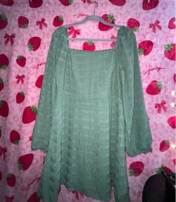 Green Square Neck Mini Dress