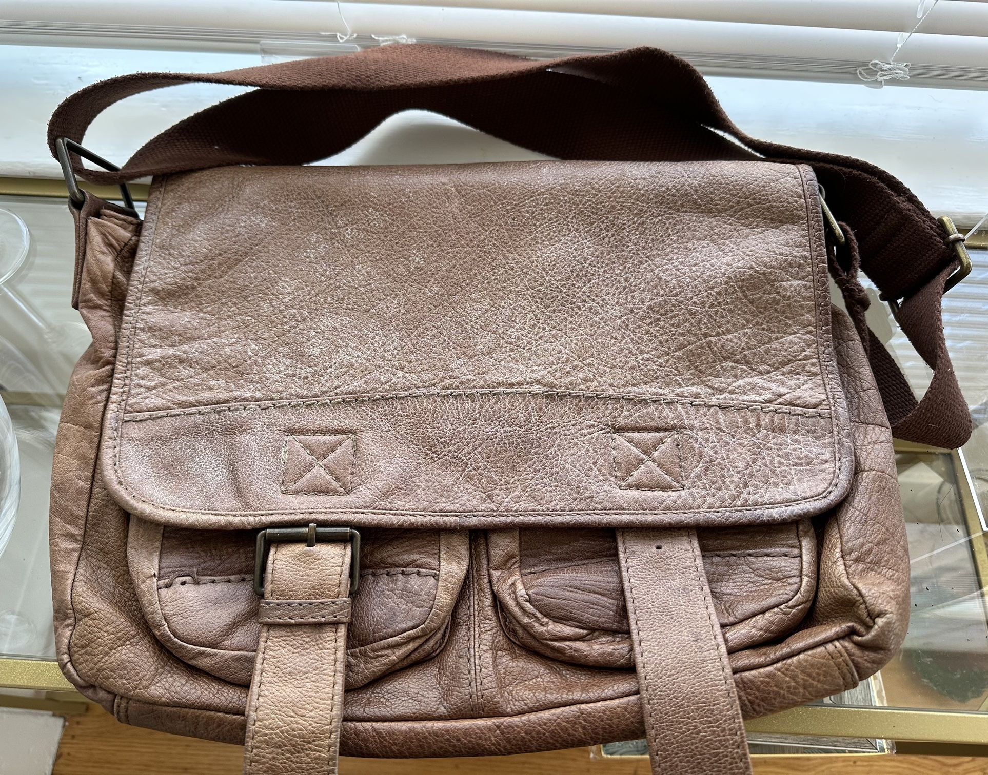 Vintage Wilson Leather Messenger Bag with adjustable strap