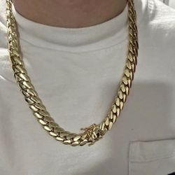 Miami Cuban Link Gold Plated Chain 10mm, 12mm, 14mm - 22inch 24inch | 18k & 14k
