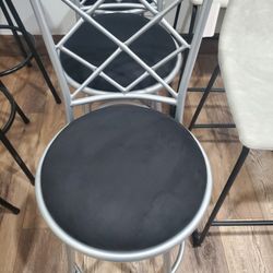  Adjustable Height Swivel Stools, Silver (Set of 3)