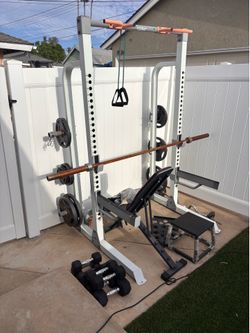 Squat rack and weights