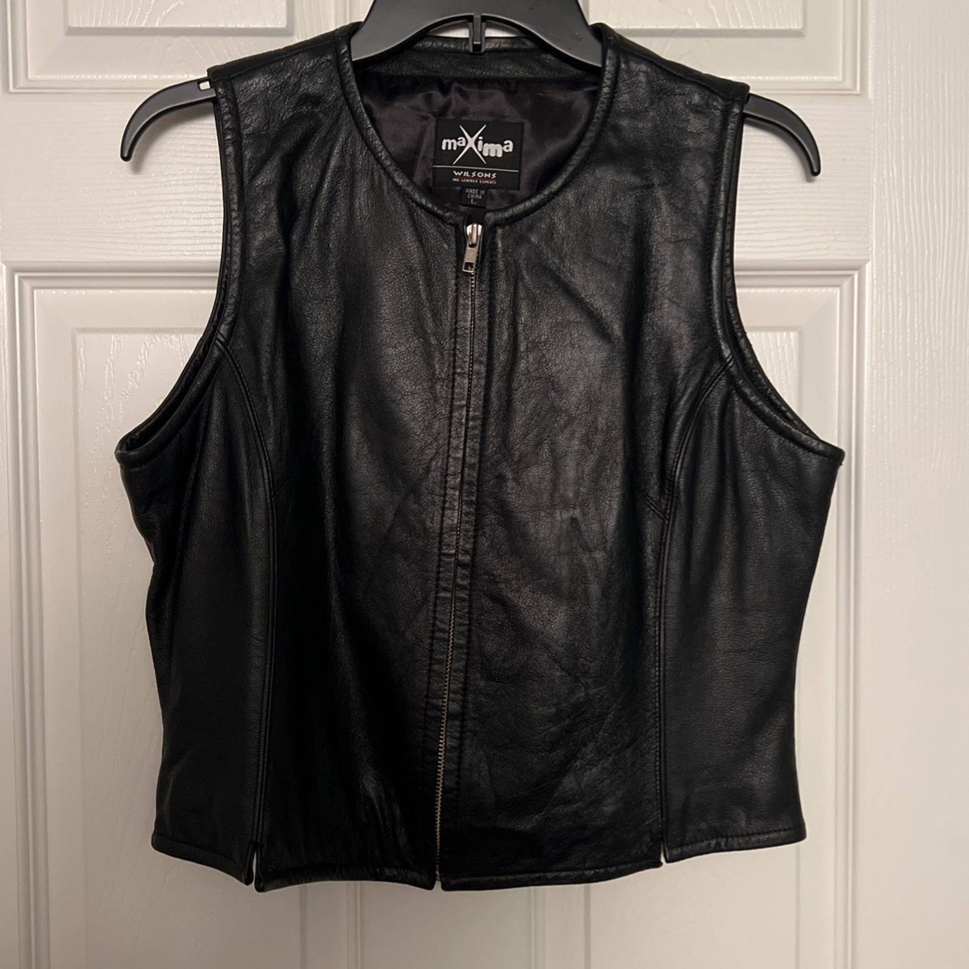 Wilson’s Black Leather Zippered Vest 