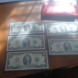 Serial Number 007 $2 Bills Lot Of Five