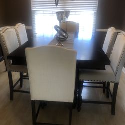 Cherry Wood Dining Set Table With 6 Chairs 