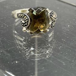 Smocky Topaz Ring In 925 Sterling Silver Size 8