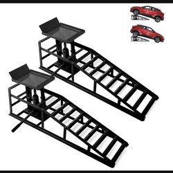 2PCS Truck black Ramps Car Truck Service Ramps Lifts 5T 10000lbs 9.8-15 Inches Height Hydraulic Vehicle Ramps for Auto Trailer Repair Hydraulic Car Ra