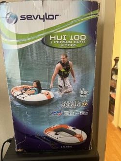 LIKE NEW Sevylor One Person Inflatable Boat w/ Oars - Holds 190 lbs