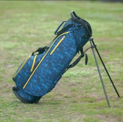 4-Way Golf Stand Bag With Multiple Pockets (Blue and Yellow)