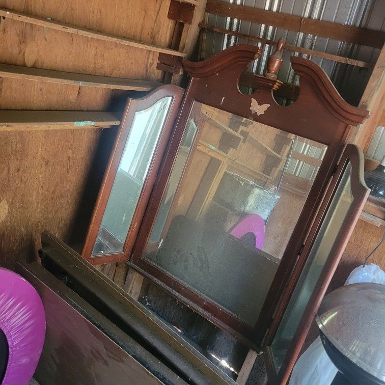 Antique Tri-fold Mirror