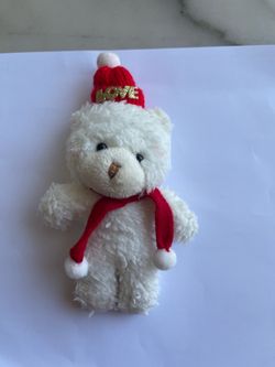 Brand New Christmas Bear Plush Keychain Charm