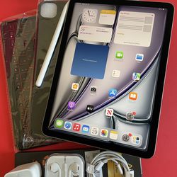 Apple IPad Air 11” ( M2 chip / 2024  Model) 128GB  with pen, keyboard case & Accessories
