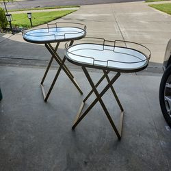 2 Mirror Side Tables 