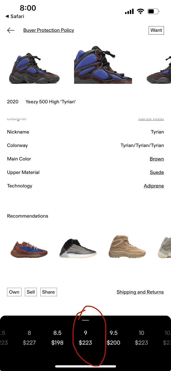 Yeezy 500 High Tyrian