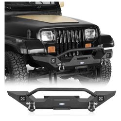 New in the box Hooke Road 87-95 YJ Front Bumper for Jeep Wrangler YJ 1 1 1 1 1995, Rock Crawler Bumper w/Winch Plate &