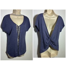 women’s blue grunge oversized shirt