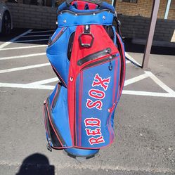 Golf Bag! Golf Clubs! Boston Red Sox 14 Slot Cart Bag! W/ Cooler Bucket Pocket!