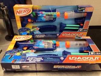 (1) NEW LED light up NERF LOADOUT CYBERLIGHT GHOST Blaster Lazer Scope 24 DARTS Cylinder Gun