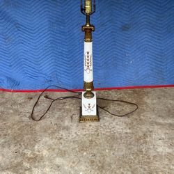 Antique brass and porcelain lamp