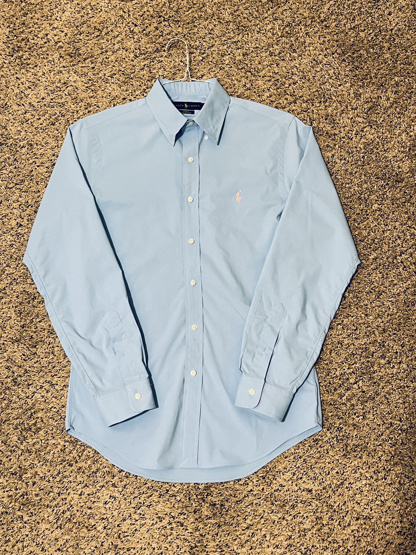 Mens Polo Ralph Lauren Button Up Slim Fit Shirt Size Medium Light Blue