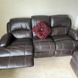 Two couches with reclinable chairs 