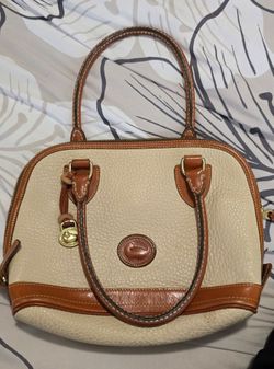 Vintage Rooney and Bourke Norfolk Domed Satchel AWL Beige Tan Leather