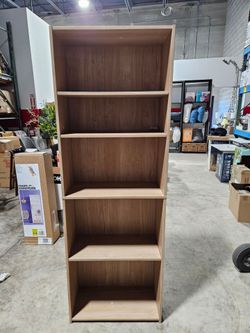 5-Shelf Bookcase Light Wood Finish
