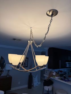 Modern 5-Light Dining Room Chandelier – Brushed Nickel Finish $80