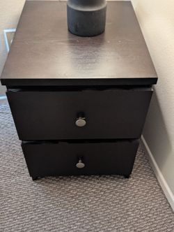 IKEA Nightstand, Black/Brown Finish - Good Quality 2 Drawer Bedside Table!