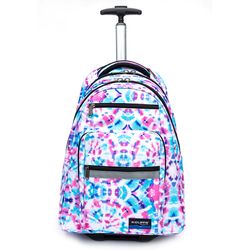 Pastel Rolling Backpack Watercolor Wheeled Travel School Bookbag