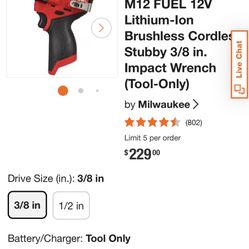 Milwaukee Stubby 3/8