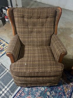 Vintage Wingback Armchair with Wood Arms - USED