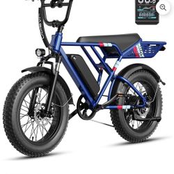 Jasion RetroVolt 750W Electric Bike for Adults, 20" Fat Tire Electric Mountain Bicycle, 48V 13Ah Removable Battery, Full Suspension All-Terrain Ebike,